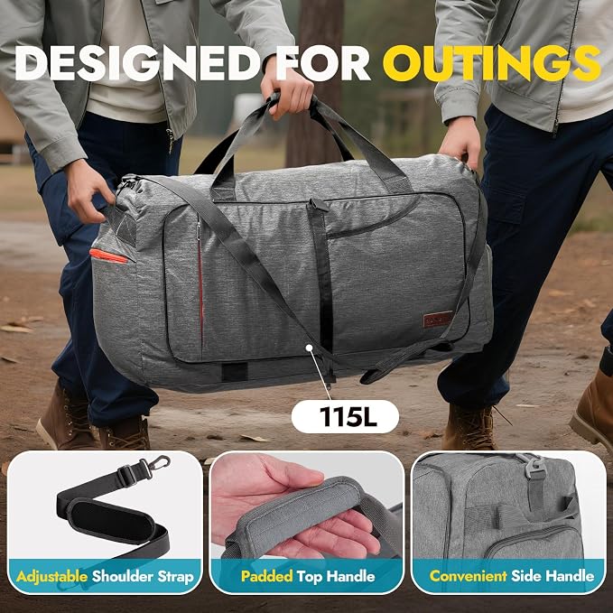 Canway 115L Travel Duffel Bag, Foldable Weekender Bag - Image 6