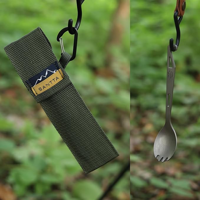 SANTTA Titanium 3-in-1 Camping Spork, Fork & Bottle Opener Combo Utensil - Image 6
