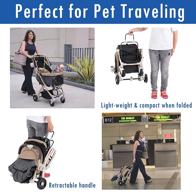 HPZ-PR America Pet Rover Lite Premium Light-Weight Dog/Cat/Pet Stroller Travel - Image 2