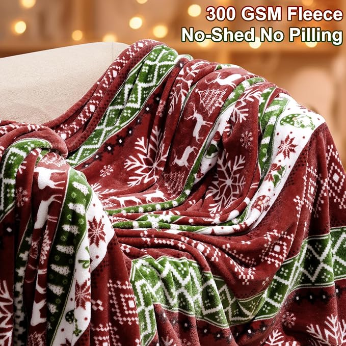 PHF Printed Fleece Throw Blanket, No Shed No Pilling Ultra Soft Plush Cozy Xmas - Image 2
