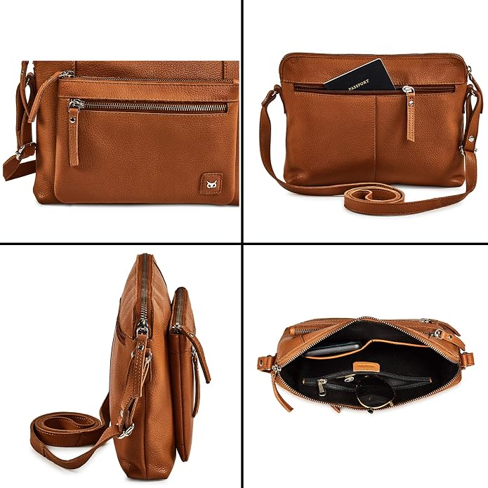 Wise Owl Accessories Small Soft Pebbled Real Leather Crossbody Handbags Purses - Image 5