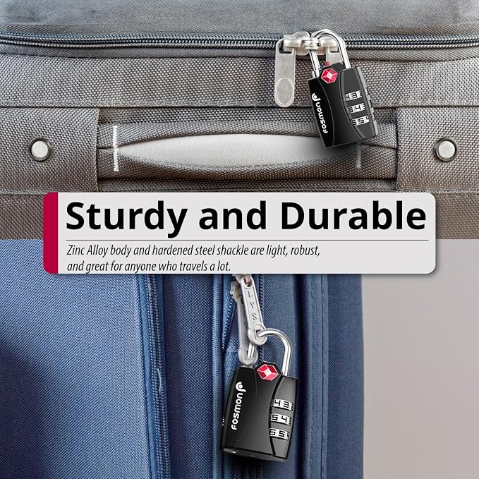 Fosmon Luggage Locks TSA Approved 6 Pack, Suitcase Locks - Image 4