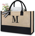 TOPDesign Initial Jute/Canvas Tote Bag, Personalized Present Bag, Suitable by TOPDesign