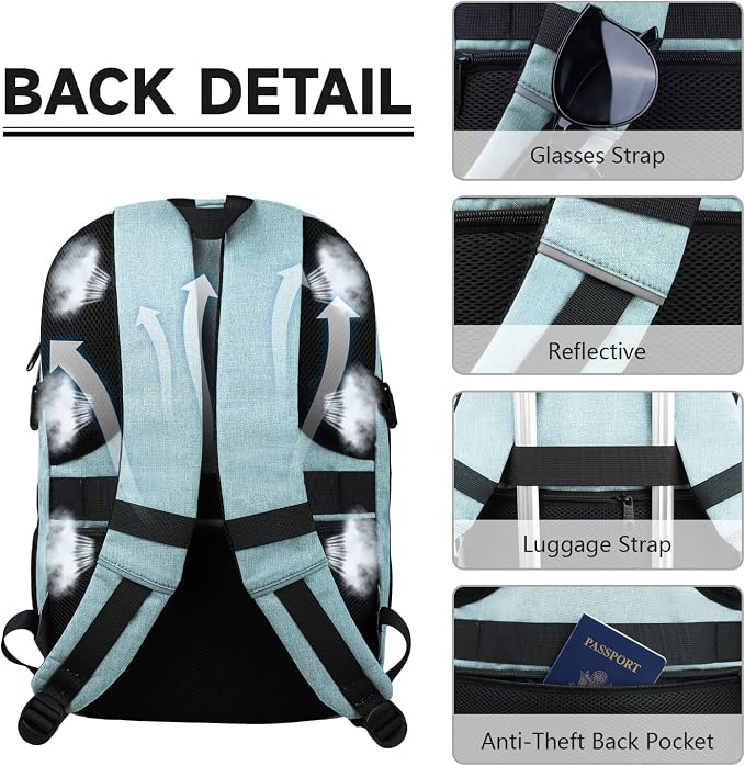 Lapsouno Extra Large Backpack, Travel Laptop Backpack, Carry on Backpack - Image 5