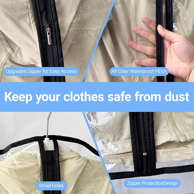 Garment Bags for Hanging Clothes 24'' x 40'' Coat Covers for Closet Foldable - Image 2