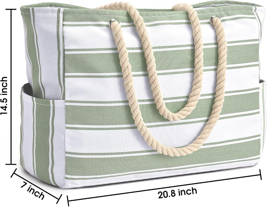 Becokan Beach Bags for Women Large Waterproof Beach Tote Bag Zipper Beach Bags - Image 4