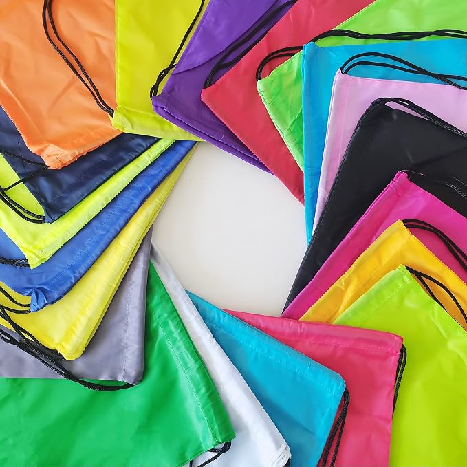 42 Pcs Drawstring Backpack Bags Sack Pack Cinch Tote Sport Storage Polyester Bag - Image 3