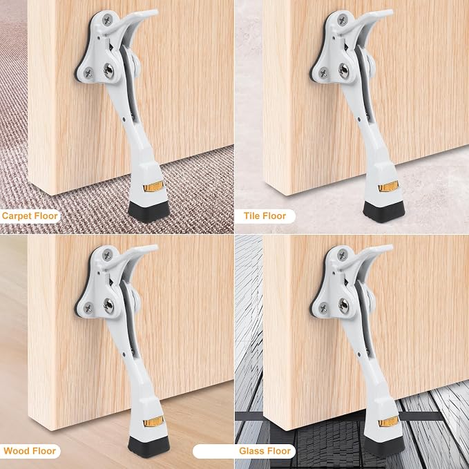 2 Packs Heavy Duty Kickdown Door Stopper, One Touch Adjustable Kickdown Door - Image 4