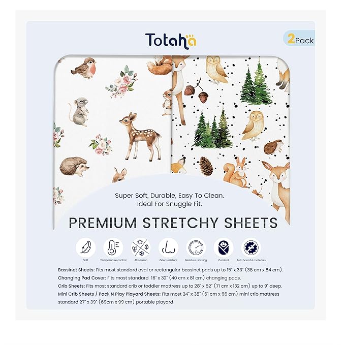 TotAha Crib Sheets for Boys Girls, Premium Soft Crib Mattress Fitted Sheet by TotAha%7CUnitedStates