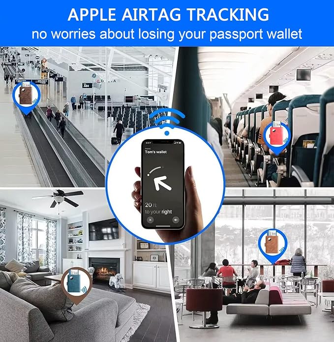 Airtag Passport Holder Cover Wallet Travel Essentials Leather Rfid Blocking - Image 9