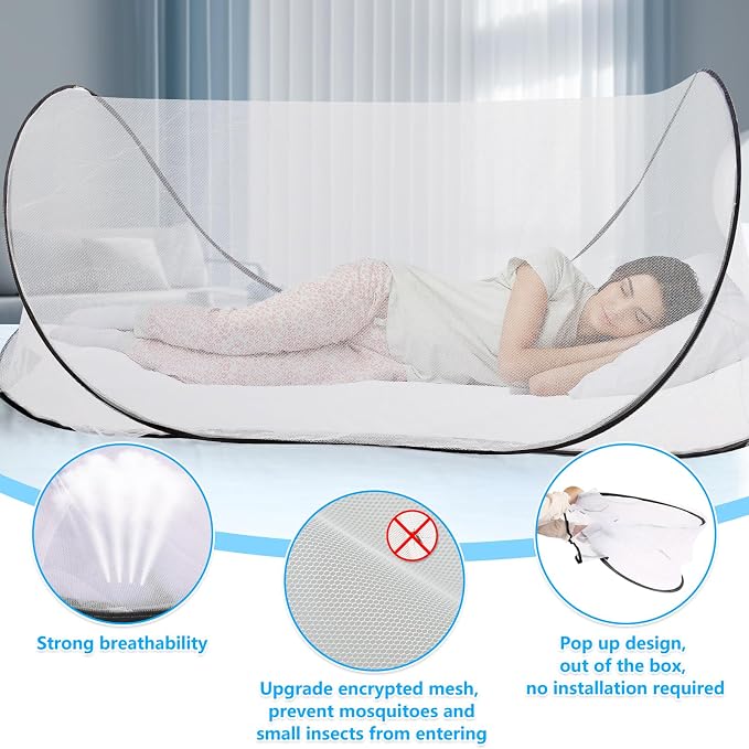 77 * 30 * 23 Inch Large Pop Up Mosquito Tent, Portable Foldable Mosquito Net - Image 3