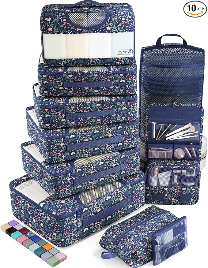 Veken 10 Set Packing Cubes for Travel Essential, Suitcase Organizer Bags in 4 by Veken