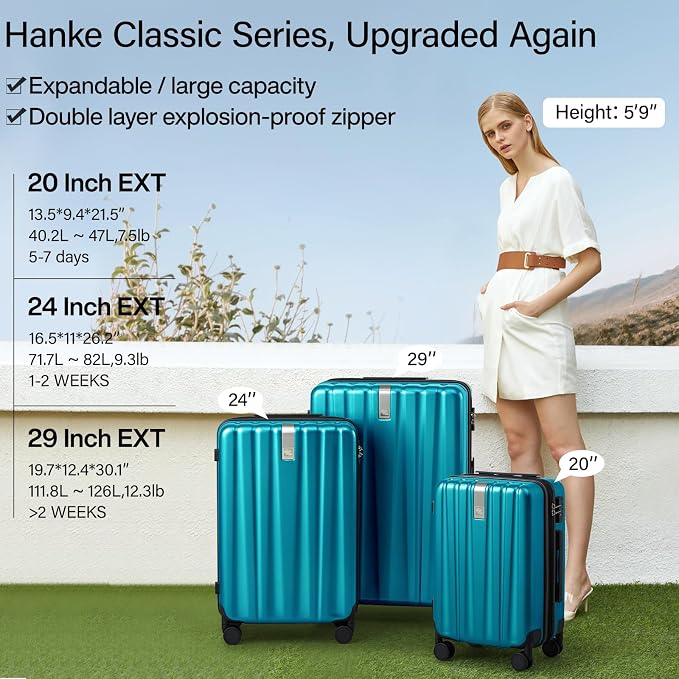 Hanke 20 Inch Expandable Carry on Luggage 22x14x9 Airline Approved Lightweight - Image 2