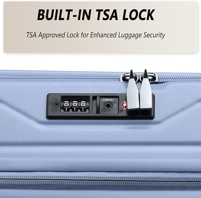 24 Inch Top Opening Checked Travel Luggage Expandable - Image 7