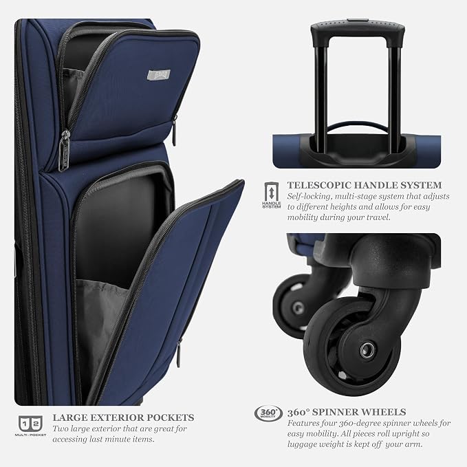 U.S. Traveler Anzio Softside Expandable Spinner Luggage, 3-Piece Set - Image 3