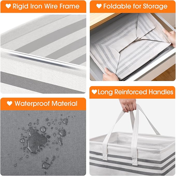 2 Pack Large Laundry Baskets, Laundry Hampers, Freestanding Waterproof - Image 3