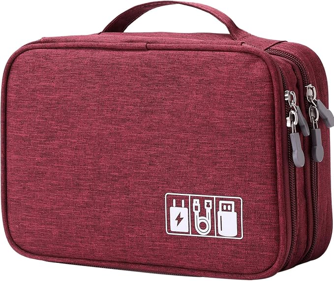 Travel Cable Organizer Bag, Electronic Accessories Case Portable Double Layer by Lanola