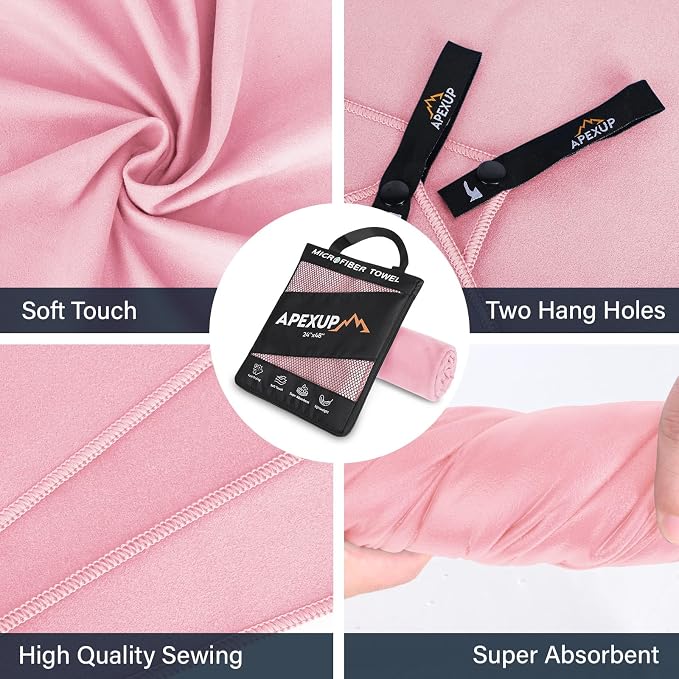 APEXUP Microfiber Travel Towel, Ultra Absorbent Quick Dry Towels, Lightweight - Image 2