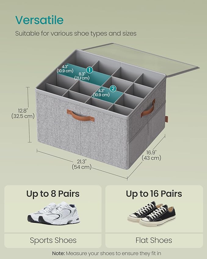 SONGMICS Shoe Organizer for Closet, Shoe Storage Bin, Fits 16 Pairs, Fabric - Image 6