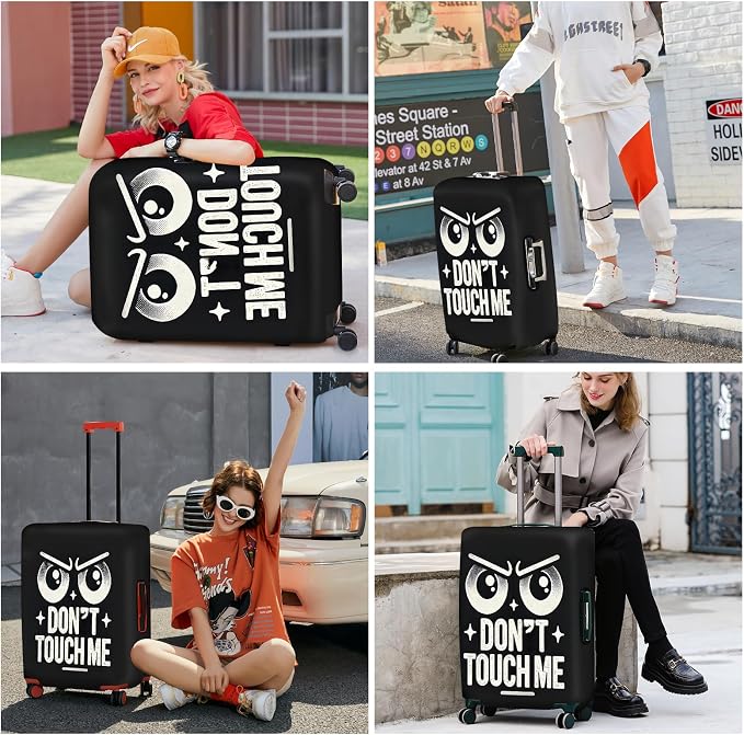 ANNA QUEEN Funny “Don’t Touch Me” Luggage Cover, Bold Black Suitcase Protector - Image 2