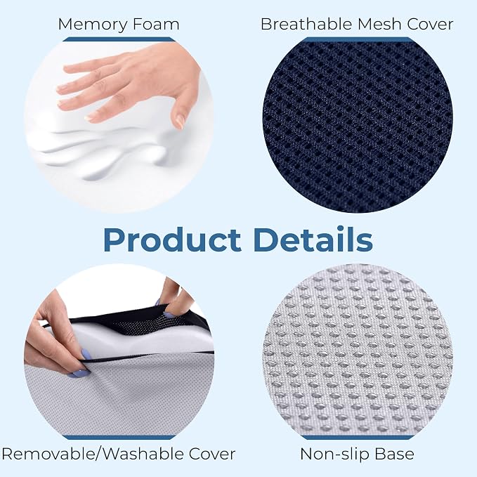 5 STARS UNITED Seat Cushion for Tailbone Pain Relief – Memory Foam Cushion for - Image 7