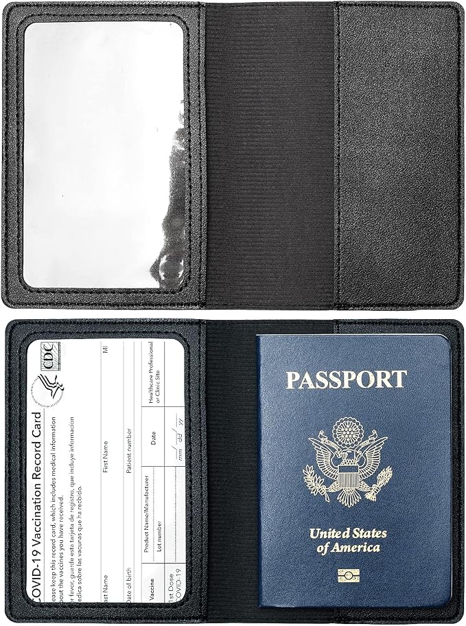 2 Pack Passport and Vaccine Card Holder PU Leather Passport Wallet Vaccine Case - Image 4