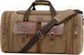 Canvas Duffle Bag for Men 60L Travel Duffel Bags Expandable Genuine Leather by DensataTravelBag