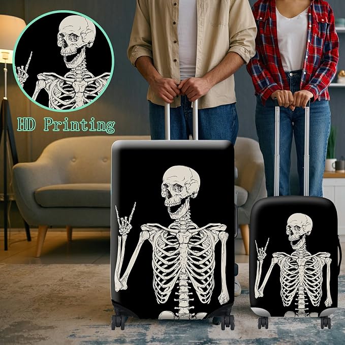 Luggage Cover Suitcase Protector Plus 1 Luggage Tag, Rock Skull Travel Suitcase - Image 6