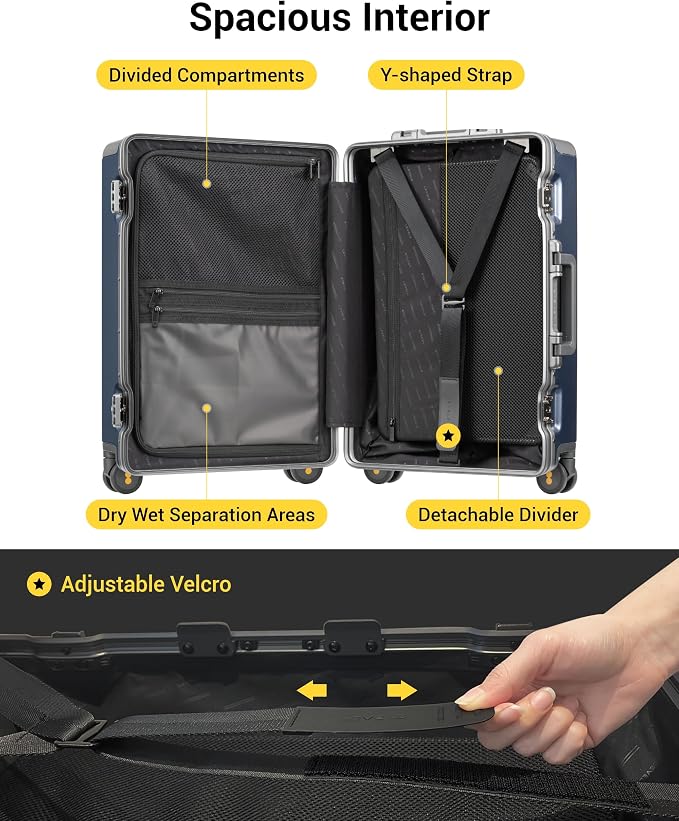 LEVEL8 Carry On Luggage Airline Approved Zipperless - Image 6