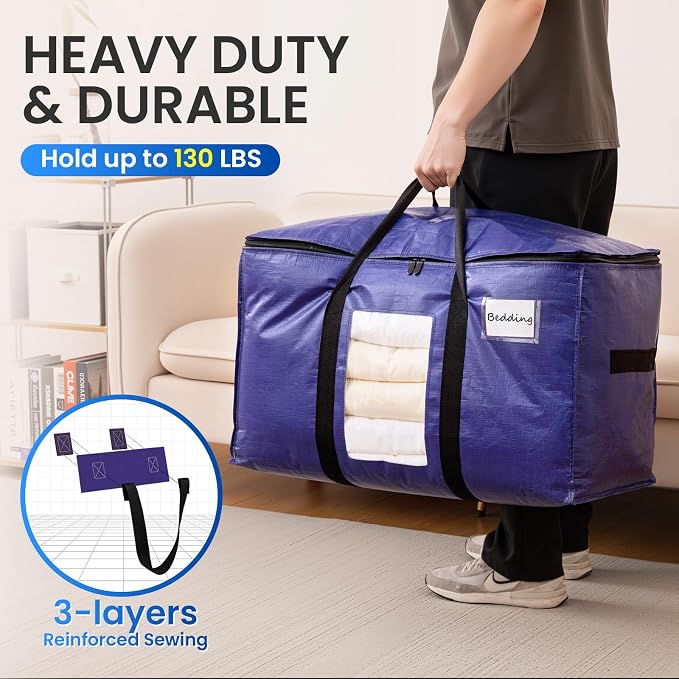 TAILI 6 Pack Dark Blue Extra Large Storage Bags, Heavy Duty Totes - Image 4