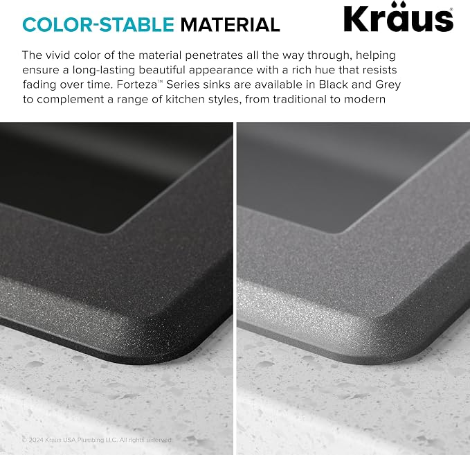 KRAUS Forteza 33-inch Drop In/Undermount 60/40 Double Bowl Granite Kitchen Sink - Image 11