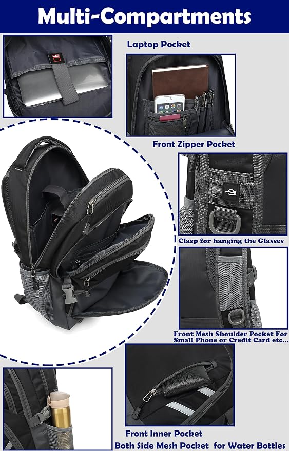 ProEtrade Backpack Bookbag for College Laptop Travel, Fit Laptop Up to 15.6 inch - Image 2