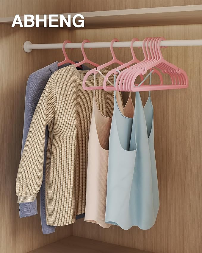 30 Pack Clothes Hangers, Non Slip Plastic Coat Hangers, Space Saving, Heavy Duty - Image 2