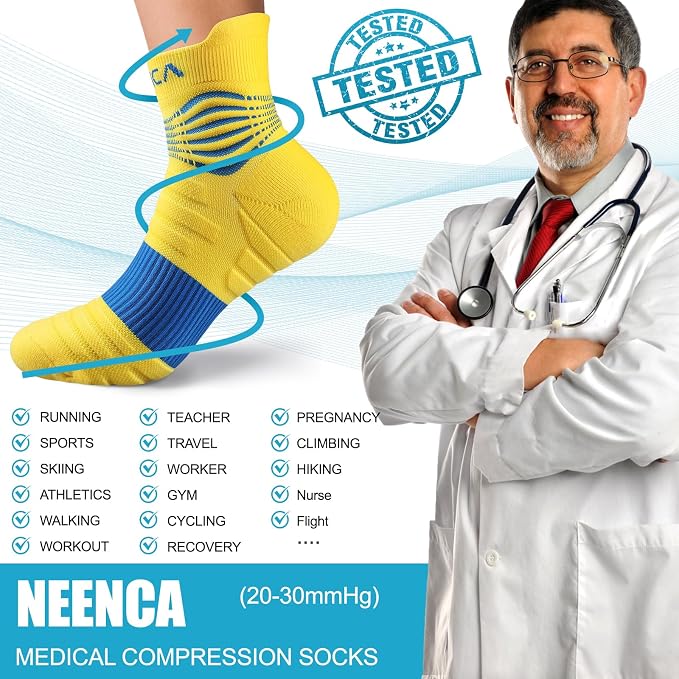 NEENCA Professional Compression Socks, Medical Athletic Ankle Socks - Image 7