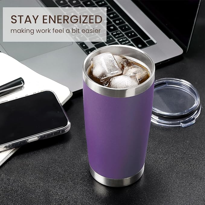 MEWAY 20oz Tumbler 4 Pack Double Wall Vacuum Insulated Travel Mug Bulk - Image 4
