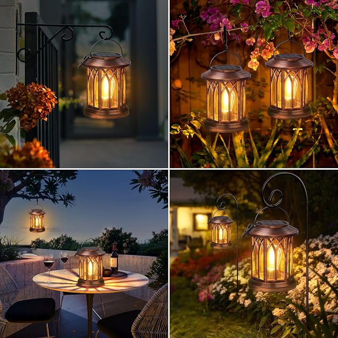 WdtPro Solar Lanterns Outdoor Hanging 2 Pack, Upgraded Bright Solar Lantern - Image 7