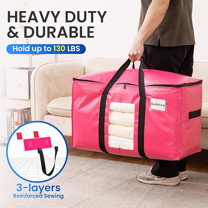 TAILI 12 Pack Pink Extra Large Moving Bags, Heavy Duty Totes - Image 5