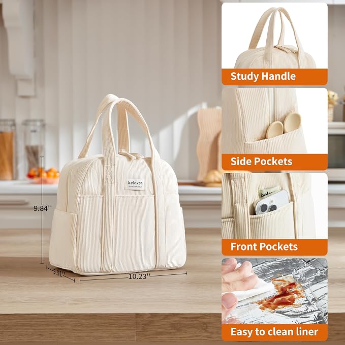 Insulated Lunch Bag for Women, 6-Hour Cold Retention Cooler Tote - Image 4