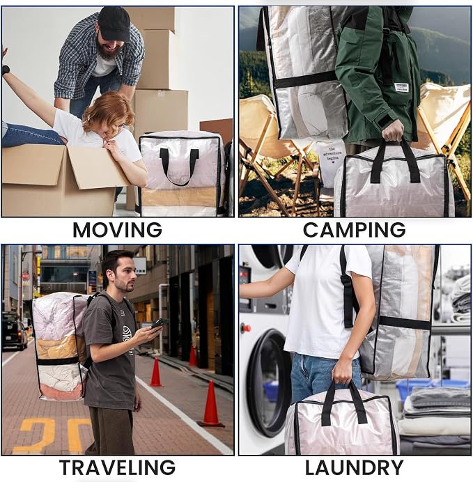 TAILI 2 Pack Clear Moving Bags w/Adjustable Backpack Straps, Moving Supplies - Image 9
