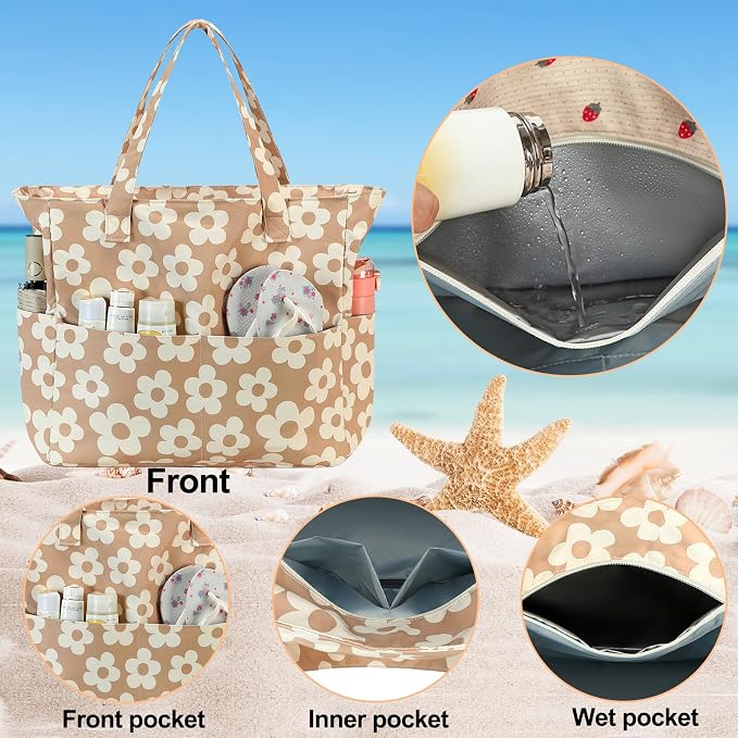 Beach Pool Bags Tote for Women Ladies Large Gym Tote Carry On Bag - Image 5