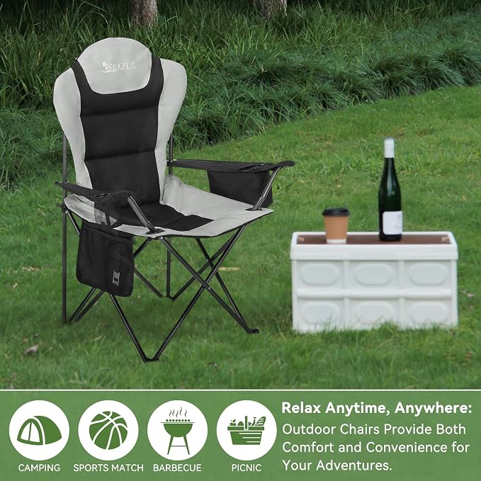Camping Chairs for Adults, Camp Chair, Folding Chairs for Outside, Support 380 - Image 7