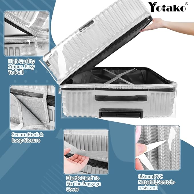Yotako Upgraded Zippered Clear PVC Suitcase Cover, 24 Inch Luggage Covers - Image 4