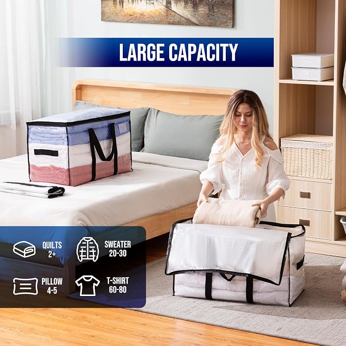 TAILI Extra Large Moving Bags, 10 Pack Clear Heavy Duty Totes - Image 4