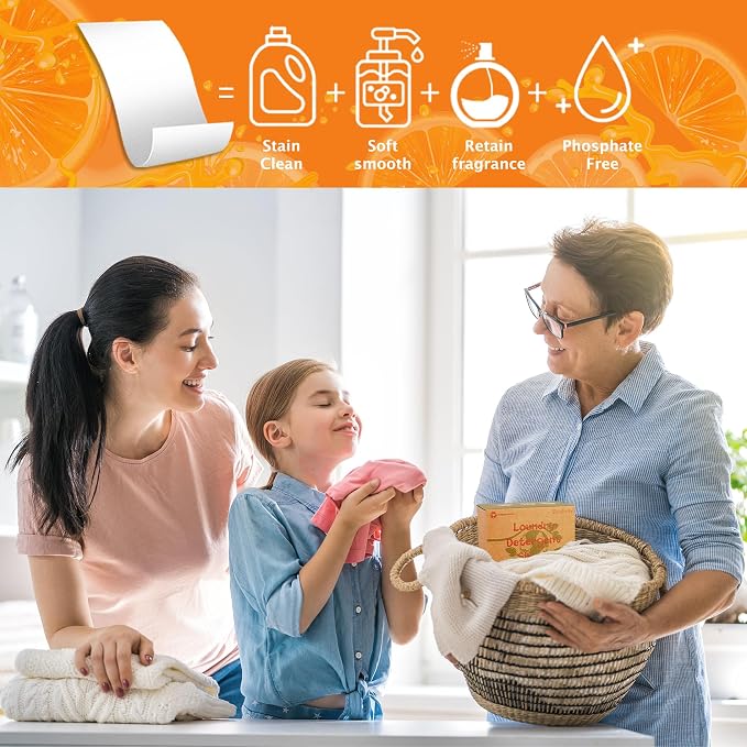 Freelivity Laundry Detergent Sheets, 200 Sheets Lemon Orange - Image 4