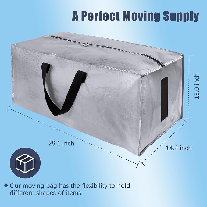 8 Pack Large Strong Bags with Zippers & Carrying Handles - Image 2