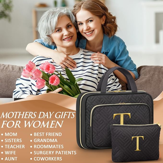 Personalized Gifts for Women, Initial Toiletry Bag Hanging Travel Organizer & - Image 7