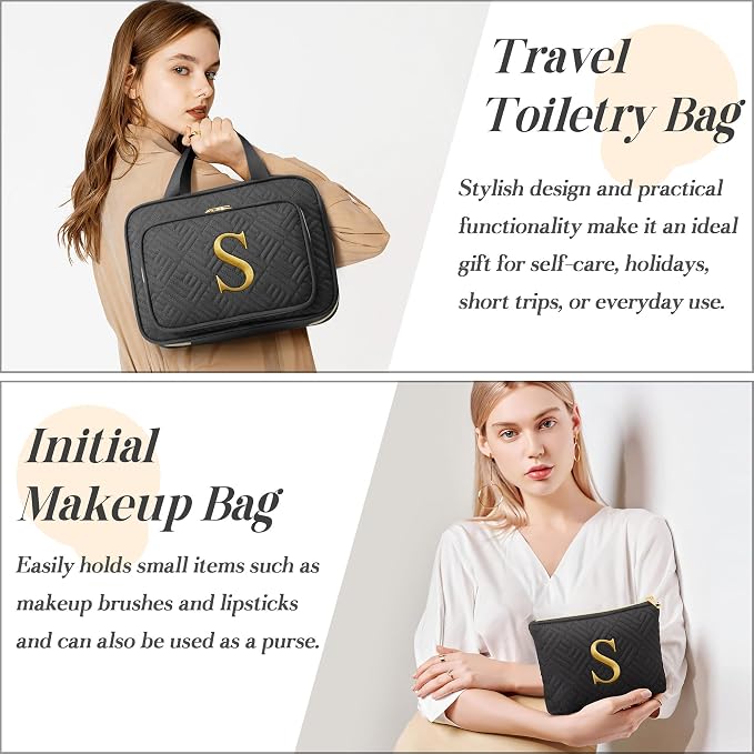 Personalized Gifts for Women, Initial Toiletry Bag Hanging Travel Organizer & - Image 4