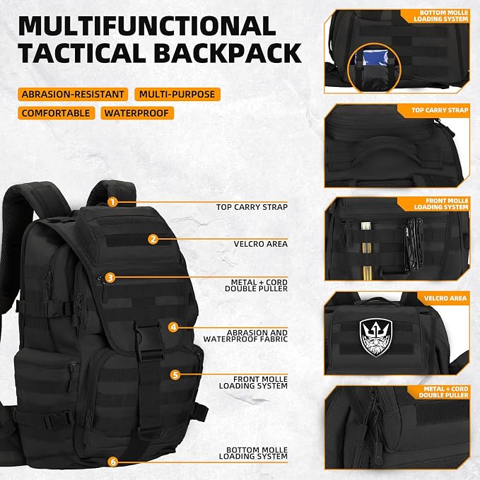 50L Military Tactical Backpack Hiking Waterproof Backpack Large Military Pack 3 - Image 3