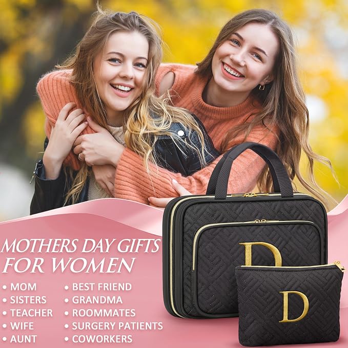 Gifts for Women, Initial Toiletry Makeup Bag Hanging Cosmetic Organizer - Image 8