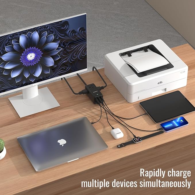 NENJI 75W GaN USB-C Super Fast Charging Station, 8-in-1 Power Strip - Image 5